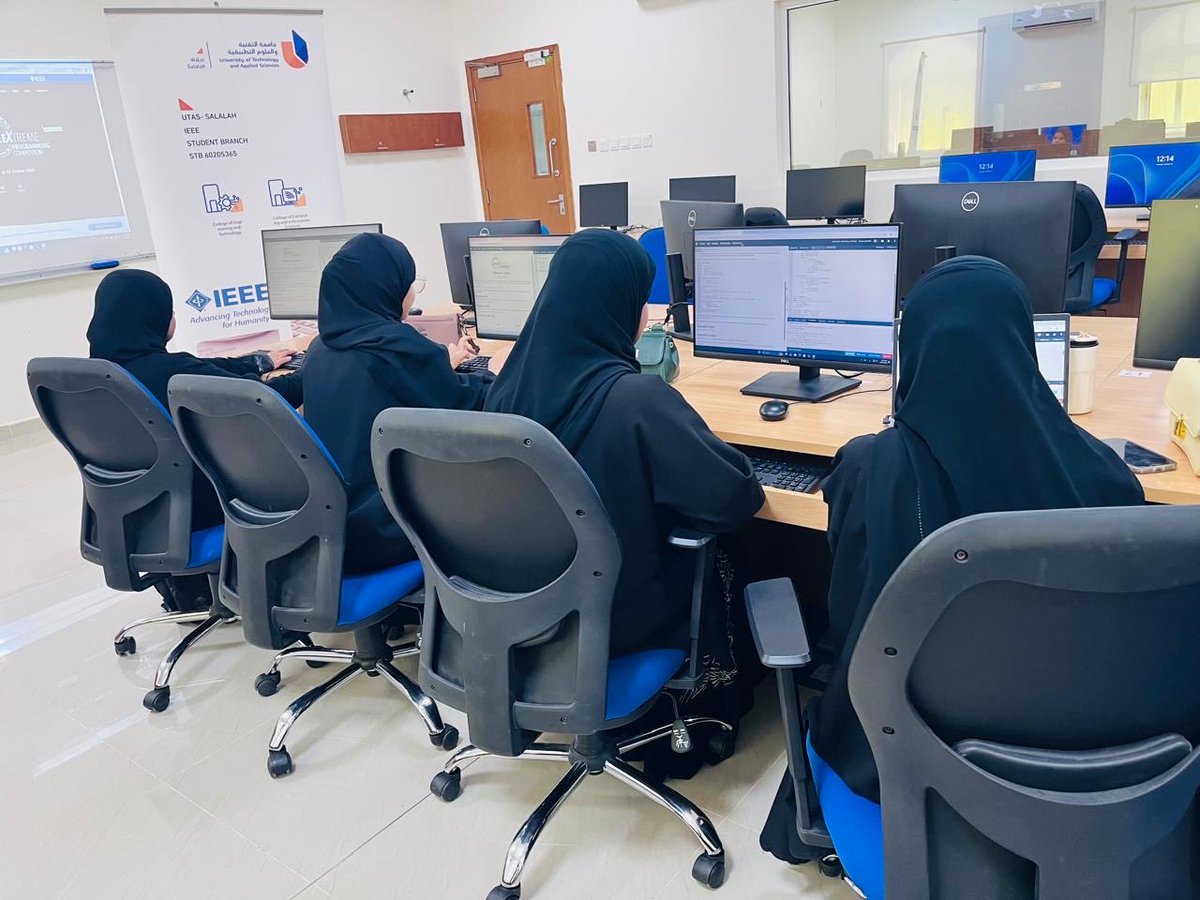 IEEEOman's tweet photo. 🚀 The IEEE Xtreme Programming Competition is now live at UTAS–Salalah!

Two talented teams are currently coding their way through this global 24-hour challenge. 💻🔥

#IEEEXtreme #IEEEOman #UTASSalalah #CodingCompetition https://t.co/gFmTDmyJMd