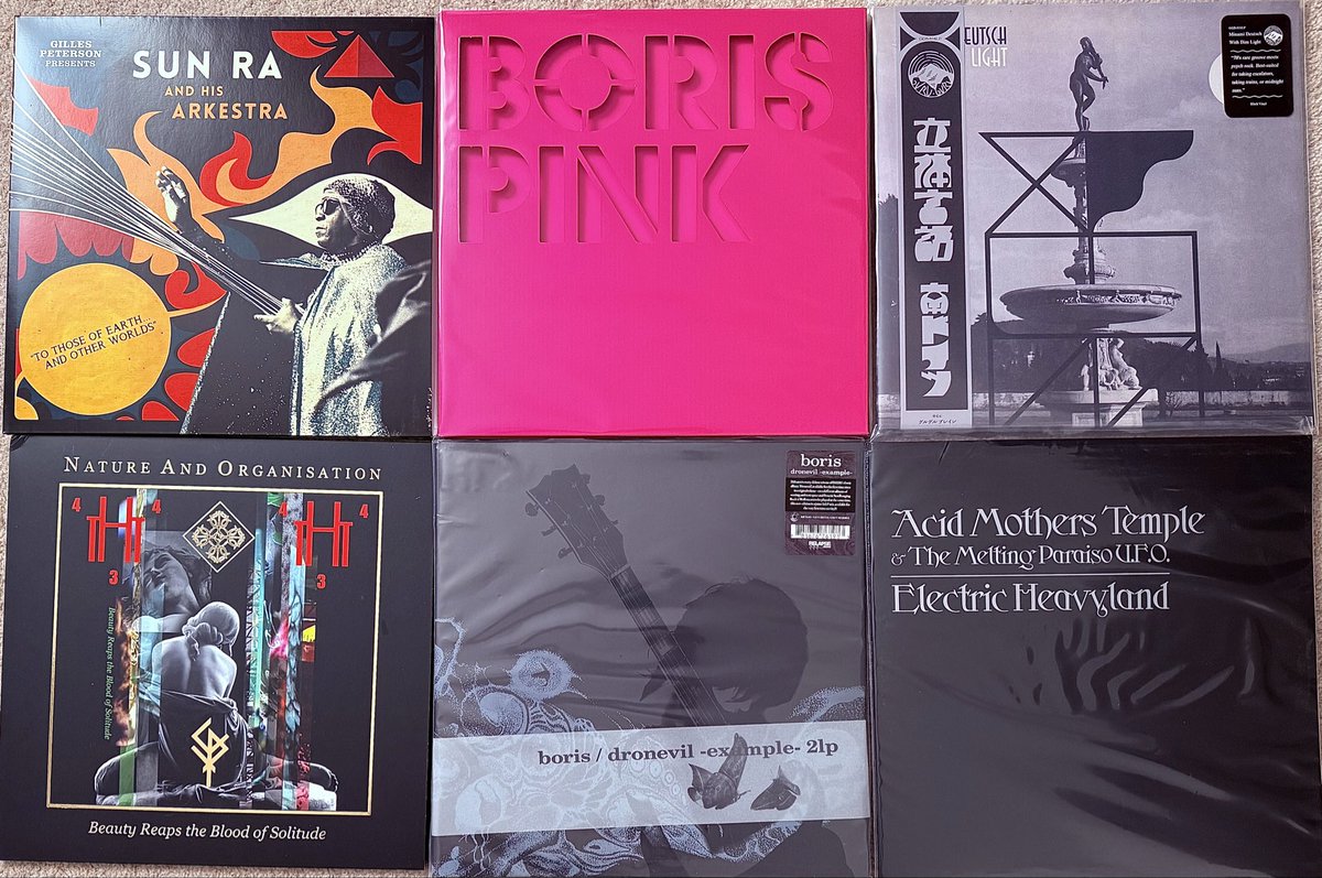 colinphoenix's tweet photo. Weekend turntable choices;

Including new LPs; @hibushibire Smote, Nature &amp; Organisation, Širom, Dwarves of East Agouza, Nils Petter Molvær

Reissues; @Borisheavyrocks Acid Mothers, Doug Firebaugh, Douji Morita, Mibu Kogawa, Keith Tippett &amp; of course - Les Rallizes Dénudés https://t.co/ezK3PcGGUd