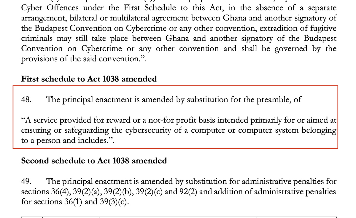 kwesi_dadson's tweet image. Honourable, I read that a cybersecurity practitioner is expected to have accreditation from the CSA. It doesn't look too harmful till you read the vague and incomplete definition of a cybersecurity practitioner Section 48.

If I run an internet cafe and install antiviruses for…