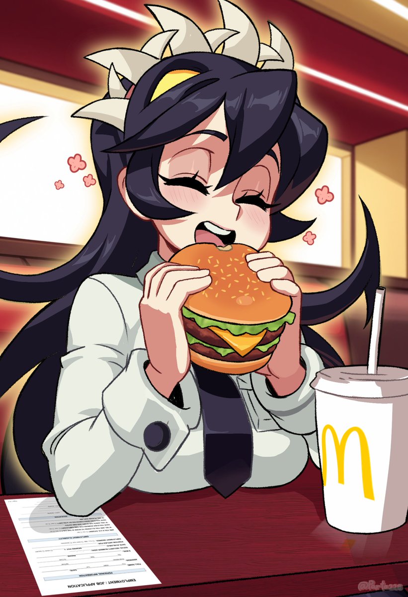 parta_228's tweet photo. Yum 🍔 I finally finished it today!
#Filia #Skullgirls #SkullgirlsFilia #FiliaSkullgirls #FiliaFanArt #SkullgirlsFanArt https://t.co/nhV7XOzkBi