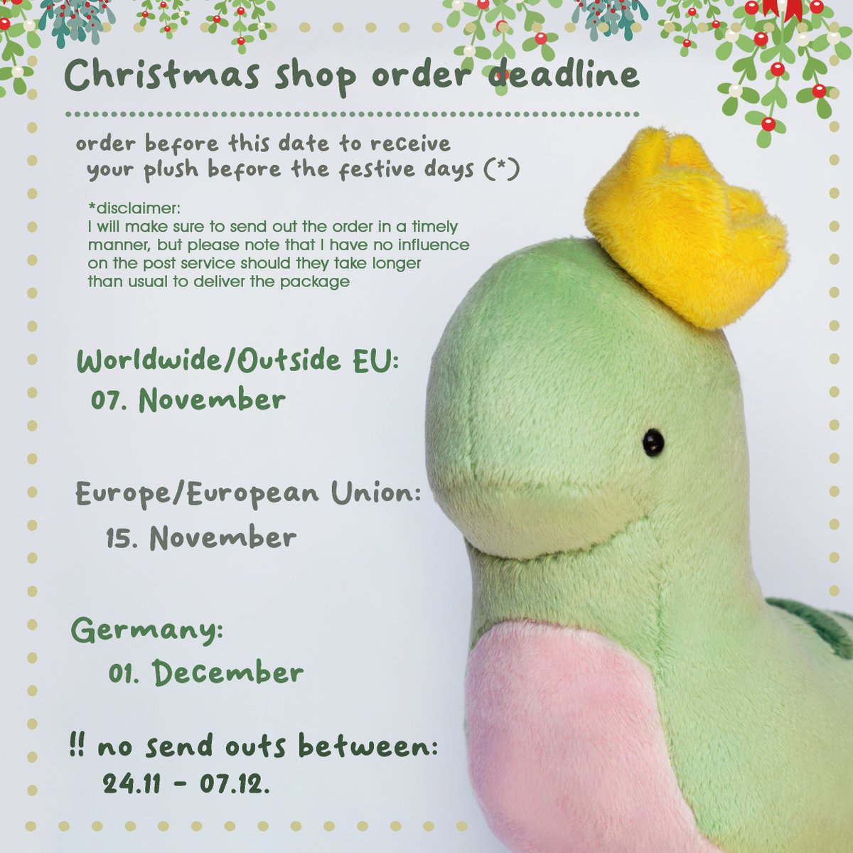 chi_plush's tweet image. Christmas &apos;25 shopping deadlines for my shop 🥹🙏