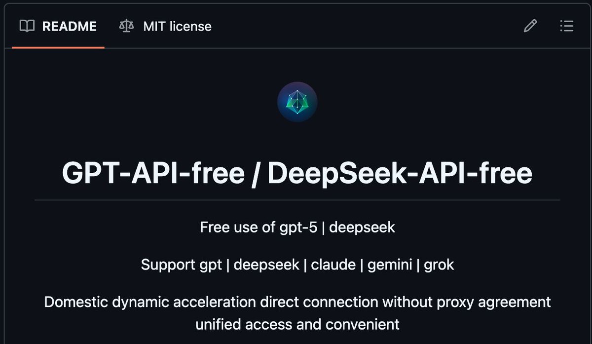 hanifproduktif's tweet image. Ini sebenernya terlalu berbahaya buat dibagiin… tapi bodo amat
Gue nemu repo GitHub yang ngasih akses API GRATIS ke GPT-5 & DeepSeek. Subsidi dari Xi Jin Ping 
Gue bakal kirim link + tutorial via DM. Tapi satu aturan: JANGAN DIABUSE / JANGAN DIJUAL.
Ini khusus dipake buat…