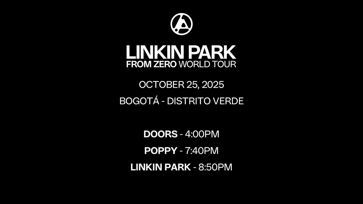 LINKIN PARK (@linkinpark) on Twitter photo October 25, 2025 | Distrito Verde - Bogotá, Colombia October 25, 2025 | Distrito Verde - Bogotá, Colombia
