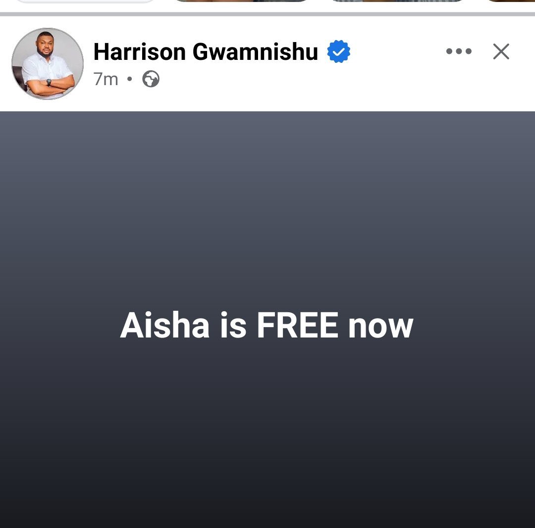 hopefortv's tweet photo. Aisha Wahab has been released since yesterday — Harrison Gwamnishu revealed https://t.co/ZPef971OzF