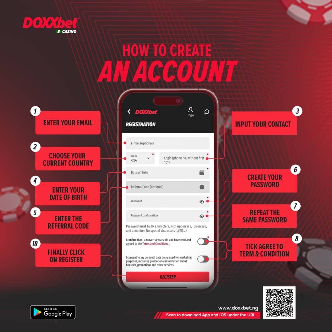 OgaNlaMedia's tweet photo. Pump your weekend win millions on @Doxxbet9ja 👇

To register is very easy on #DOXXbetCasino 👇

1.  Visit https://t.co/8KguVt1Vqy and SIGN UP.

2. Click REGISTER (top right) 

3. Enter your valid phone number & email address 

4. Create & Confirm Password

5. Use "OgaNlaMedia" as your Referral code 

6. Tick ✅ to agree to the Terms & Conditions and Tap REGISTER 

7. Enter the SMS verification code sent to your phone

8. Open your email and click the activation link (if sent)

9. Log in using your phone number and password

10. Complete KYC verification

#DoxxbetCasino #NaijaCasino #SpinToWin