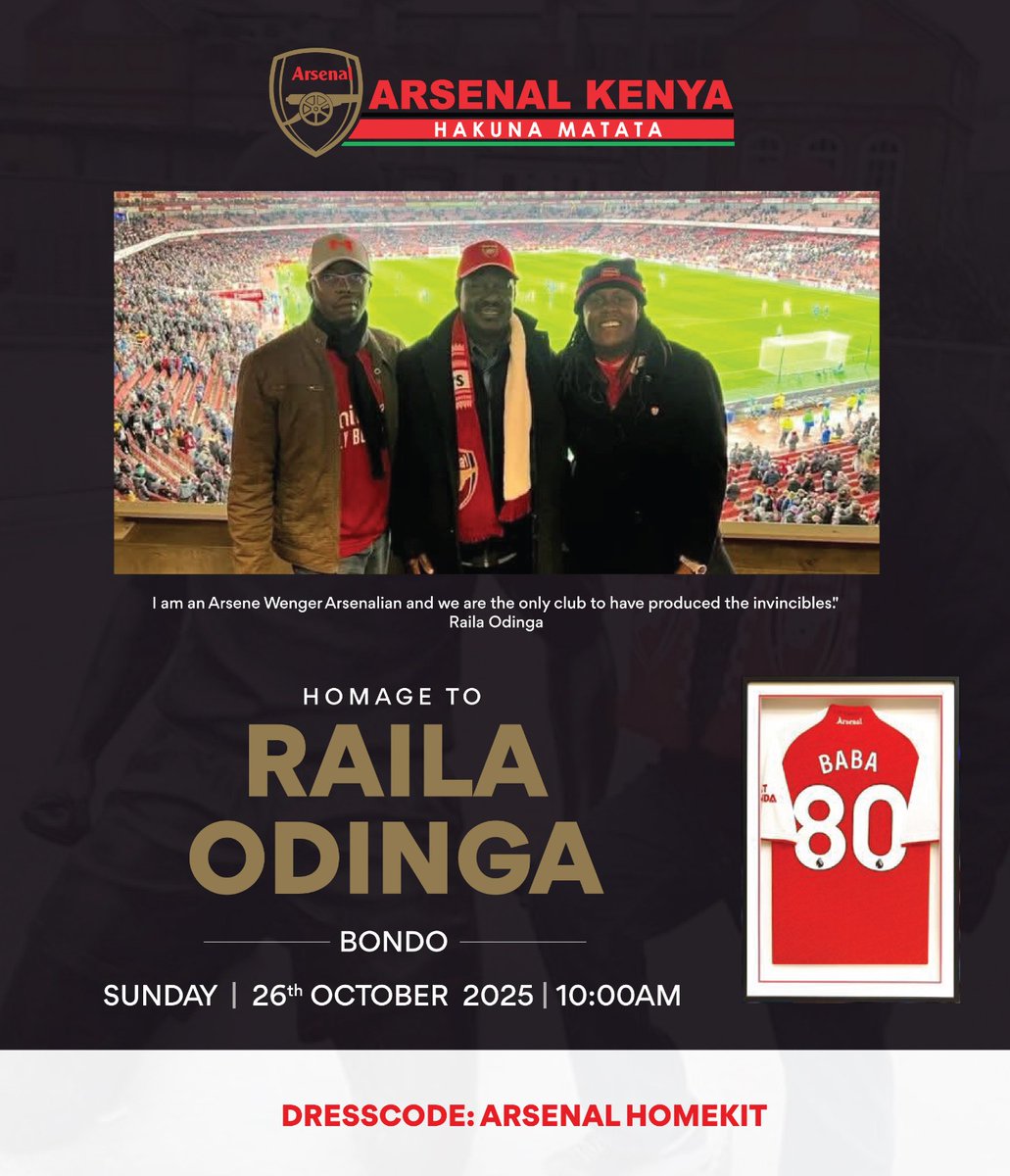 This SUNDAY, ahead of our Premier League match against Crystal Palace, we pay our last respects to BABA, one of Arsenal's high-profile and ardent fan, at his resting place in Bondo, Siaya County.