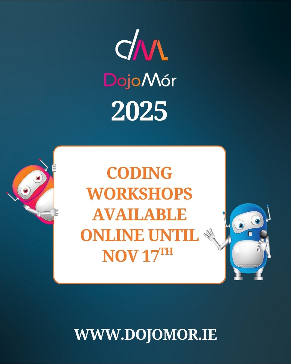 DojoMor2025's tweet image. The code doesn’t stop here!
You can still access our online coding tutorials at  dojomor.ie . . . perfect for classrooms and curious coders alike.
Stay tuned for more opportunities to learn, create, and code.
#DojoMór2025 #CodingInSchools #DigitalSkills