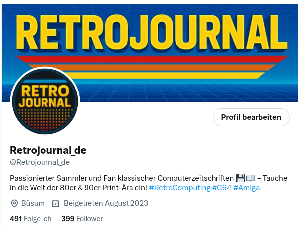 Retrojournal_de's tweet image. 🎉 399 Follower … ihr macht’s aber spannend! 😄
Nur ein Bit fehlt bis zur nächsten magischen Grenze!
Danke an alle, die Retro lieben, alte Magazine feiern und den Charme der 80er lebendig halten. 💾💙
#RetroComputing #C64 #Amiga #RetroJournal
