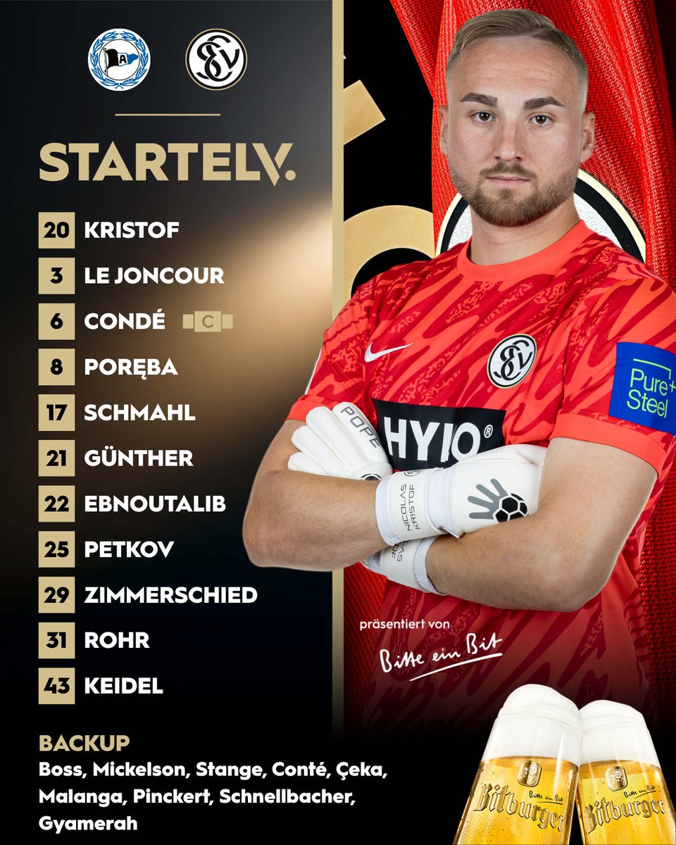 SV07Elversberg's tweet photo. Hallo zusammen! Das ist die #StartElv für unsere heutige Auswärtspartie auf der Bielefelder Alm 👉🏻⚫️⚪️

#DieElv #UnsereElv #DSCELV https://t.co/EBZqXDbJpH