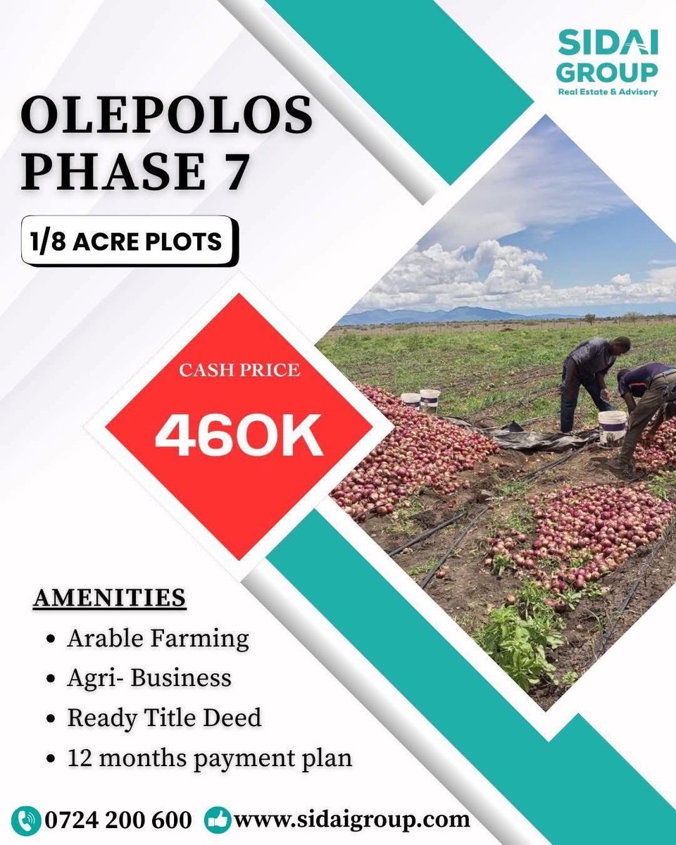 𝐆𝐫𝐨𝐰 𝐘𝐨𝐮𝐫 𝐖𝐞𝐚𝐥𝐭𝐡 𝐖𝐡𝐞𝐫𝐞 𝐭𝐡𝐞 𝐋𝐚𝐧𝐝 𝐆𝐢𝐯𝐞𝐬 𝐁𝐚𝐜𝐤 – 𝐎𝐥𝐞 𝐏𝐨𝐥𝐨𝐬 𝐏𝐡𝐚𝐬𝐞 𝟕!

Thinking of getting into farming or adding to your land portfolio? The time to act is now!

For just Ksh 460,000 upfront or Ksh 495,000 in 6 easy installments, own a