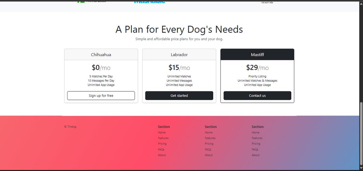 chiragdhawan07's tweet image. Day 58 (Part 2) of #100DaysOfCode
Project: TinDog Website

Today’s wins:
• Added testimonials, pricing &amp;amp; footer sections
• Mastered Bootstrap cards &amp;amp; responsive grids
• Completed full responsive TinDog landing page

Code in Day58_Part2_TinDogWebsite📂  
github.com/chiragdhawan07…