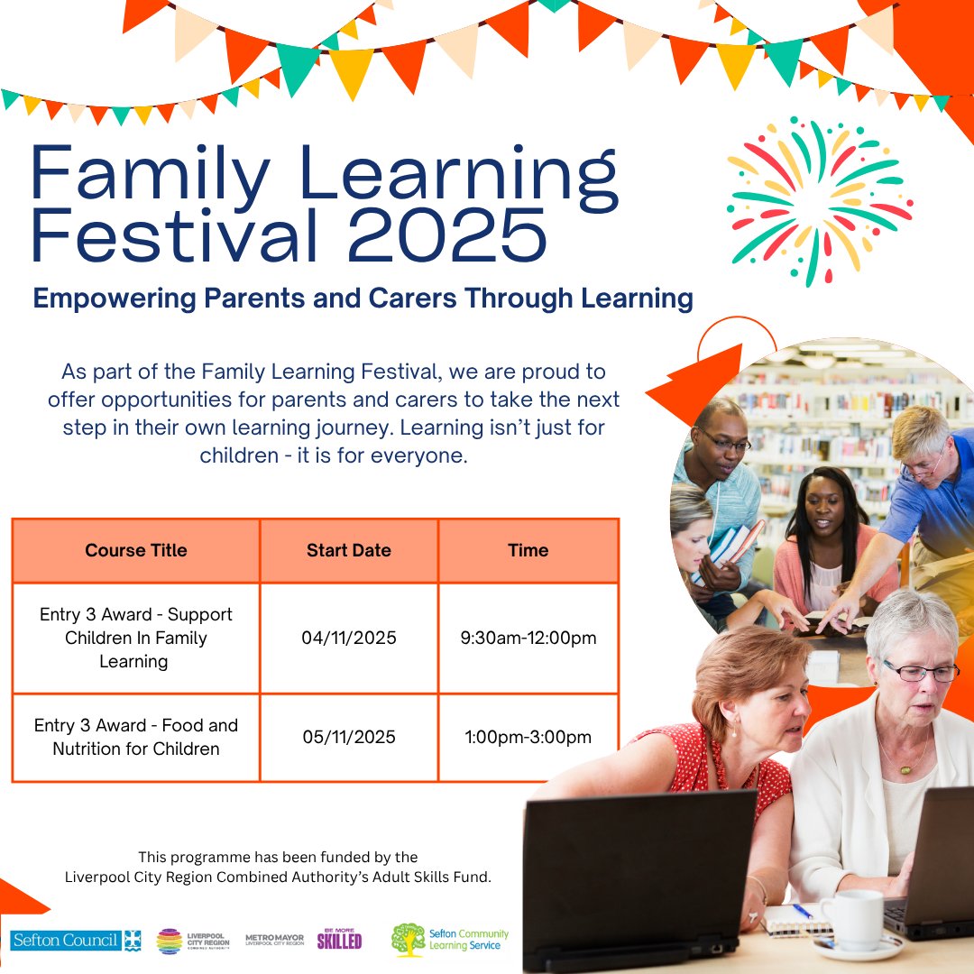 LearnWorkSefton's tweet image. Empowering Parents &amp;amp; Carers Through Accredited Learning 
We’re celebrating the incredible journey of parents/carers who are taking part in accredited courses — building skills, confidence, and brighter futures for their families. To enrol contact 0151 934 4546 #LifelongLearning