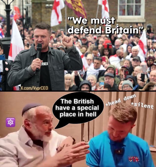 <a href="/TRobinsonNewEra/">Tommy Robinson 🇬🇧</a> You were trusted… then your true colours came out.. traitor to the British people. 

A man of Christ you say.. then licking the ass of the very people who hate Christ and say he’s rotting in hell in a pool of shit. 

Scumbag