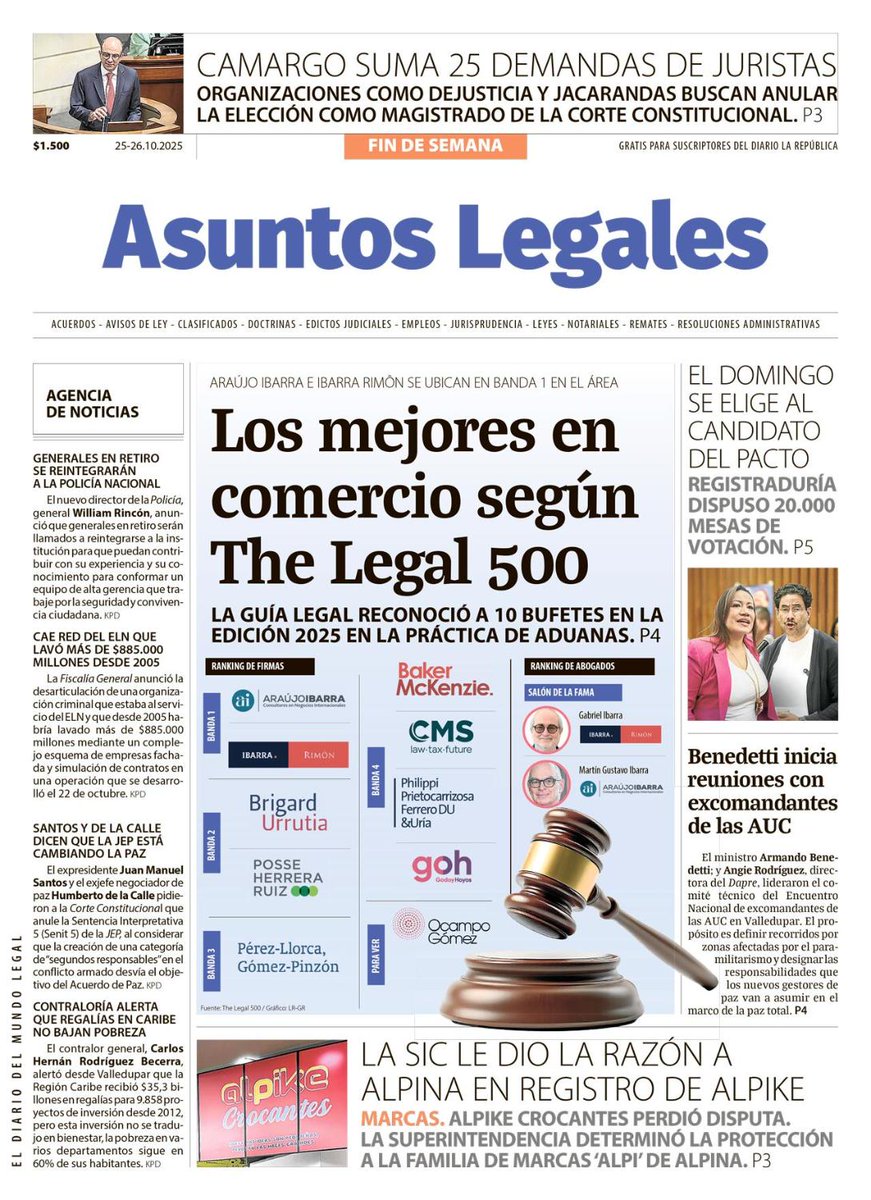 Hoy, en la #PortadaAL | "Los mejores en comercio según The Legal 500"
 
Más noticias en asuntoslegales.com.c
