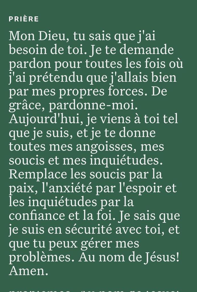 La prière du jour 🔥 
Samedi 25 Octobre 📌