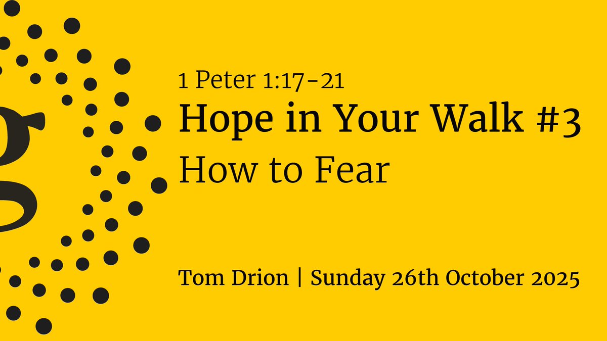 Join us now via YouTube as Pastor Tom Drion preaches from 1 Peter 1:17-21 on "Hope in Your Walk #3: How to Fear".

youtube.com/live/SG7a4TN_q…