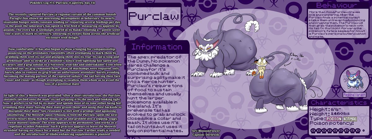 DerLewds's tweet photo. God I love these so much. I wanted to expand on the pokedex entry and write my own headcanon! Would you guys be interested in me covering all these lewd pokemon? Let me know! Art by the amazing @BlossonFlower4 https://t.co/Wgjr5FN4ju