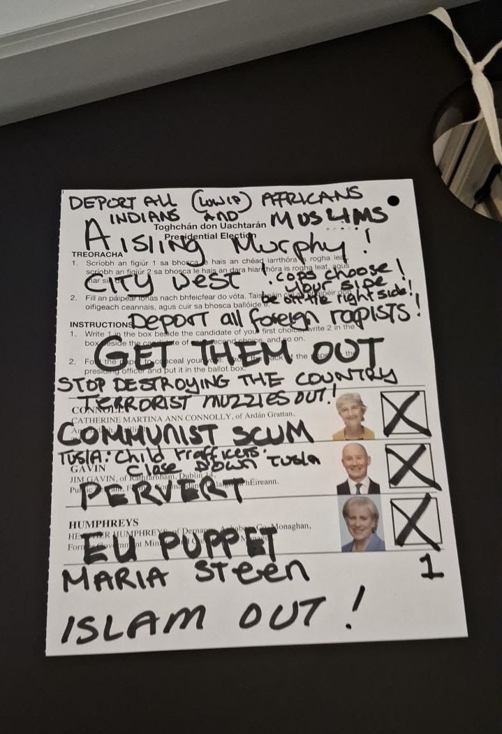 Emma Wheatley (@emmaawheatley) on Twitter photo People can dress up their protest vote however they wish, but what some are saying in their โspoil the voteโ sermons versus whatโs been written on ballots is very different. Letโs expose this โcampaignโ for what it isโฆfar-right, racist, transphobic, divisive bigotry.  #Aras25 People can dress up their protest vote however they wish, but what some are saying in their โspoil the voteโ sermons versus whatโs been written on ballots is very different. Letโs expose this โcampaignโ for what it isโฆfar-right, racist, transphobic, divisive bigotry.  #Aras25