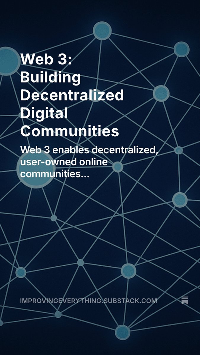 ashy247's tweet image. Web 3 represents the next evolution of the internet — decentralized, user-owned, and built on blockchain technology. In the context of community building, it offers new opportunities for collaboration, transparency, and shared ownership.
open.substack.com/pub/improvinge…