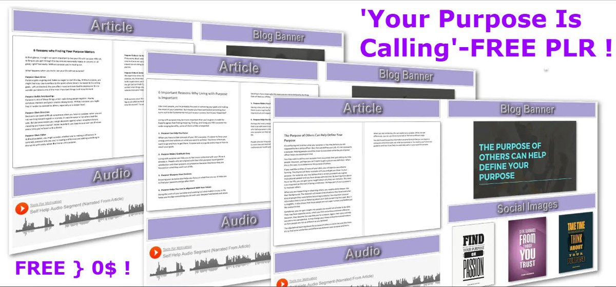 Janice_Dugas's tweet photo. "Your Purpose is Calling" The Reasons WHY Finding Your Purpose Matters - F.REE PLR Special! Get good use out of this great material for yourself and clients. (Edit, Customize, Rebrand, Publish and Keep 100% of The Profit)... #PurposeMatters #SelfHelpPLR https://t.co/VkVgmUokmM https://t.co/fIRFl14Z8b