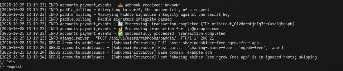 Jolex_Dev's tweet image. just tried debugging a bit more and noticed the webhook secret key i used was wrong 😮‍💨 i wasn’t using the one for paddle simulations. fixed it now back to billing integration
