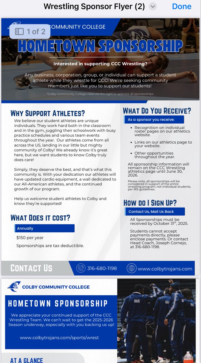 Bob Tatum won his wrestle off at Colby Community College and is the starter.  Here is a flyer to support his program and him if you wish.  We are very proud of Bob!  TTown Pride