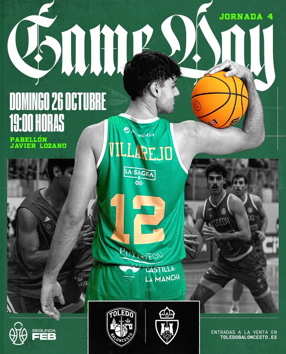 🏀CUARTA JORNADA🏀

Mañana a las 19:00 os esperamos a todos en el Pabellón Javier Lozano 💚🔥 Vamos a por la tercera victoria consecutiva en Liga

🔓Abrimos puertas a las 18:00
🎟️Entradas a la venta en toledobaloncesto.es

💥 Los abonados podrán recoger su carnet en Taquilla
