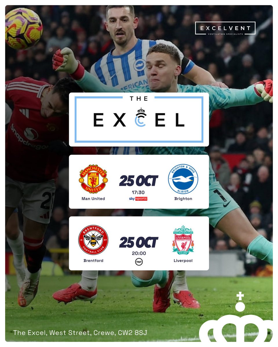 𝗧𝗵𝗶𝘀 𝗦𝗮𝘁𝘂𝗿𝗱𝗮𝘆…

ℹ️The Excel will be open to Club Members &amp; accompanied Guests from 4pm today, with live football &amp; UFC action on all evening!

🕠 <a href="/ManUtd/">Manchester United</a> v <a href="/OfficialBHAFC/">Brighton & Hove Albion</a> (5.30pm)

🕗 <a href="/BrentfordFC/">Brentford FC</a> v <a href="/LFC/">Liverpool FC</a> (8pm)

🕙 <a href="/ufc/">UFC</a> Aspinall v Gane (10pm)

👋🏻 We’ll see you there!