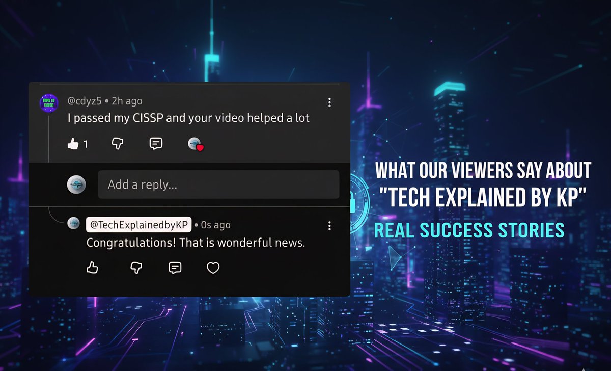 TechExplainedKP's tweet image. This is the kind of message that truly makes my day. Knowing that our content helps someone reach their goals is the biggest reward.

Congratulations again. I’m really happy for you!

#cissp #cybersecurity  #techexplainedbykp