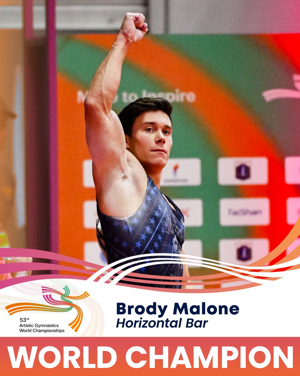 USAGym's tweet image. BRODY MALONE IS A TWO-TIME WORLD HORIZONTAL BAR CHAMPION! ๐ฅ