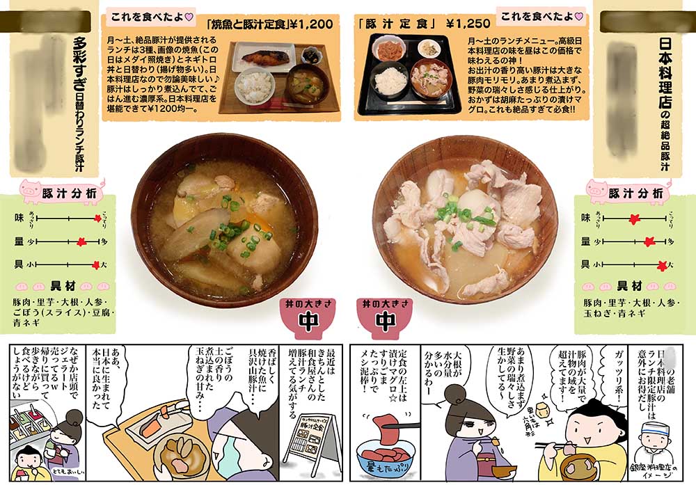 fujimashiqoo's tweet image. 【新刊告知】 豚汁依存症になった女が綴る豚汁本『豚汁尊い』2年ぶりだよ第4号！ 
前半は日本料理店の豚汁ランチからモリモリ定食チェーンまで豚汁オススメ店、後半はなぜかおにぎり屋さんには豚汁が多い、今ブームのおにぎり店特集。合計16店の豚汁をご紹介！
まず11/2 #おもしろ同人誌バザール で！