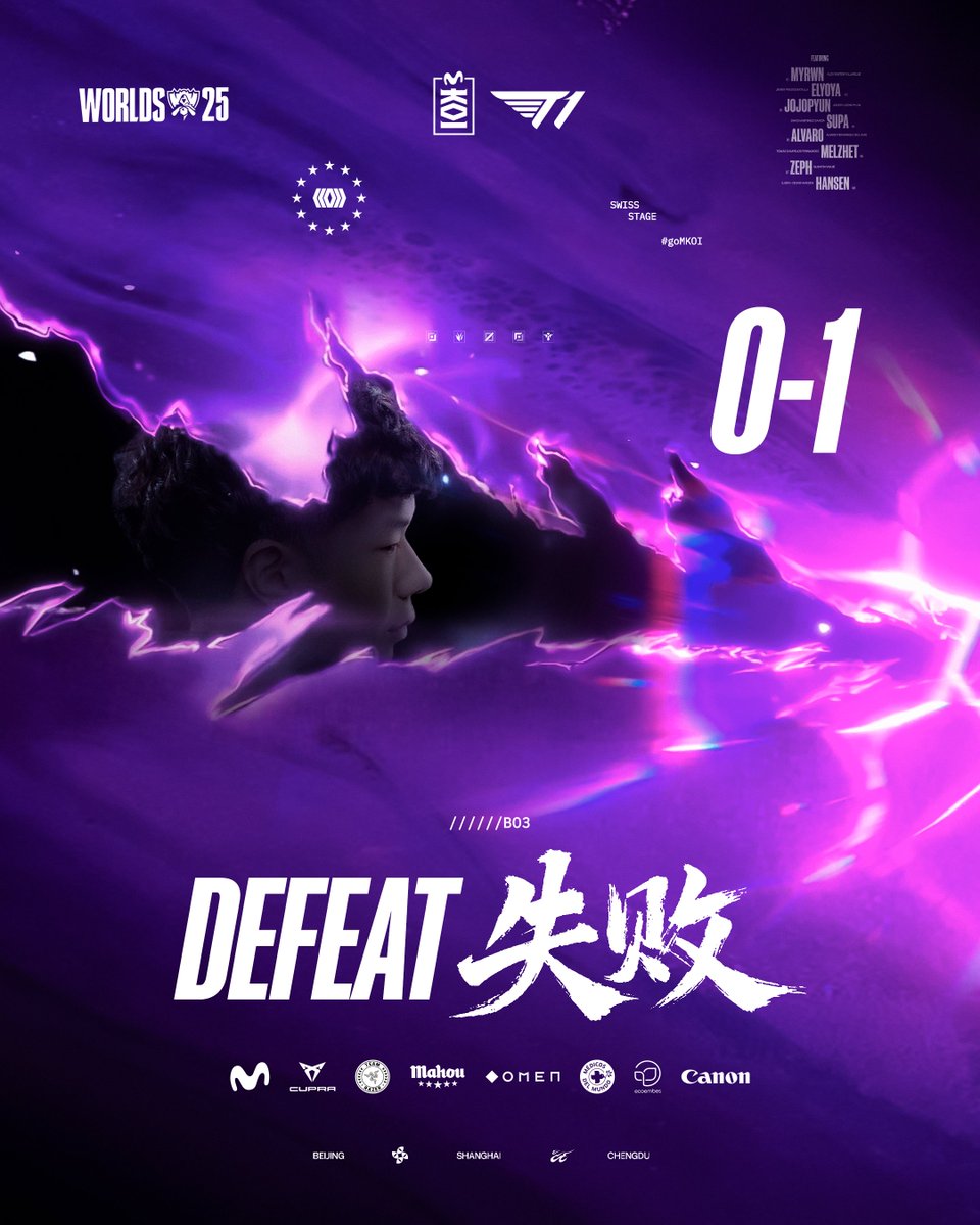 MovistarKOILoL's tweet photo. Nadie nos prometió que esto iba a ser fácil.

Nacimos para la épica y moriremos luchando.

#goMKOI #Worlds2025 https://t.co/qRPvOsjPUD