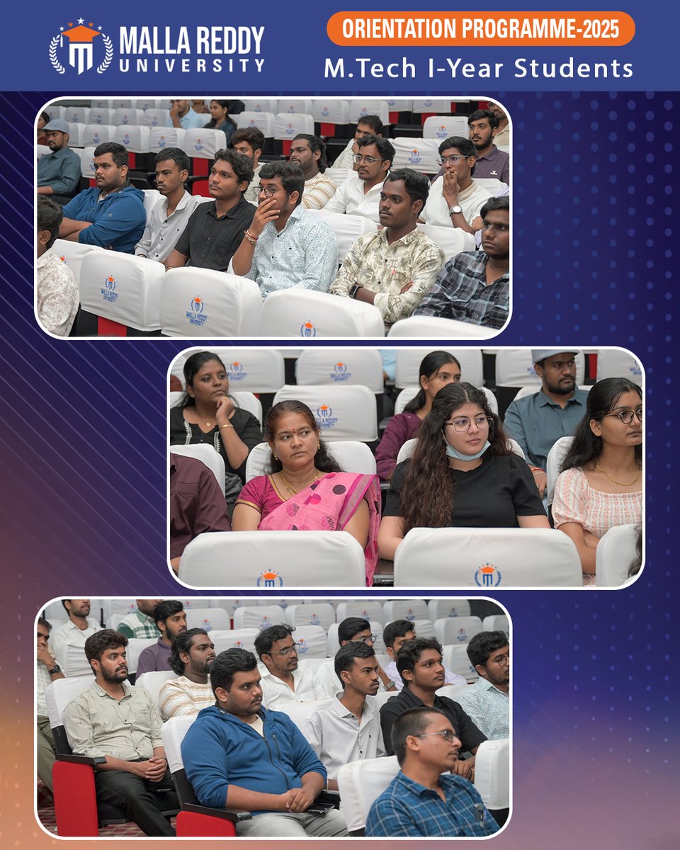 MRU_Hyderabad's tweet image. A warm welcome to our M.Tech pioneers of 2025! 🎓
Today marks the start of an exciting journey filled with research, innovation, and real-world problem solving at Malla Reddy University.