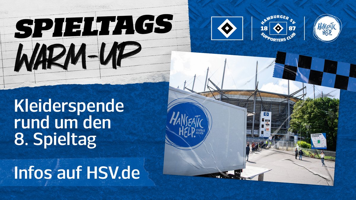 Ein ganz besonderer #Spieltag: Seit 10.30 Uhr könnt ihr Klamotten für obdachlose Menschen spenden, damit in der kalten Jahreszeit niemand frieren muss. Alle Infos zu der mit Hanseatic Help initiierten Aktion ➡ hsv.de/unser-hsv/die-…

#nurderHSV #HSVWOB