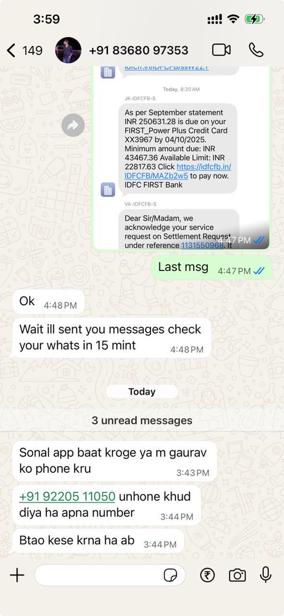 shukl63263's tweet photo. @IDFCFIRSTBank @RBI @FinMinIndia @NCWIndia @cmohry @PMOIndia @DelhiPolice Your collection agent has harassed me over calls with threatening and abusive language, causing me mental stress. Despite informing about my financial situation, I was disrespected and threatened. https://t.co/pxRfQshnCC
