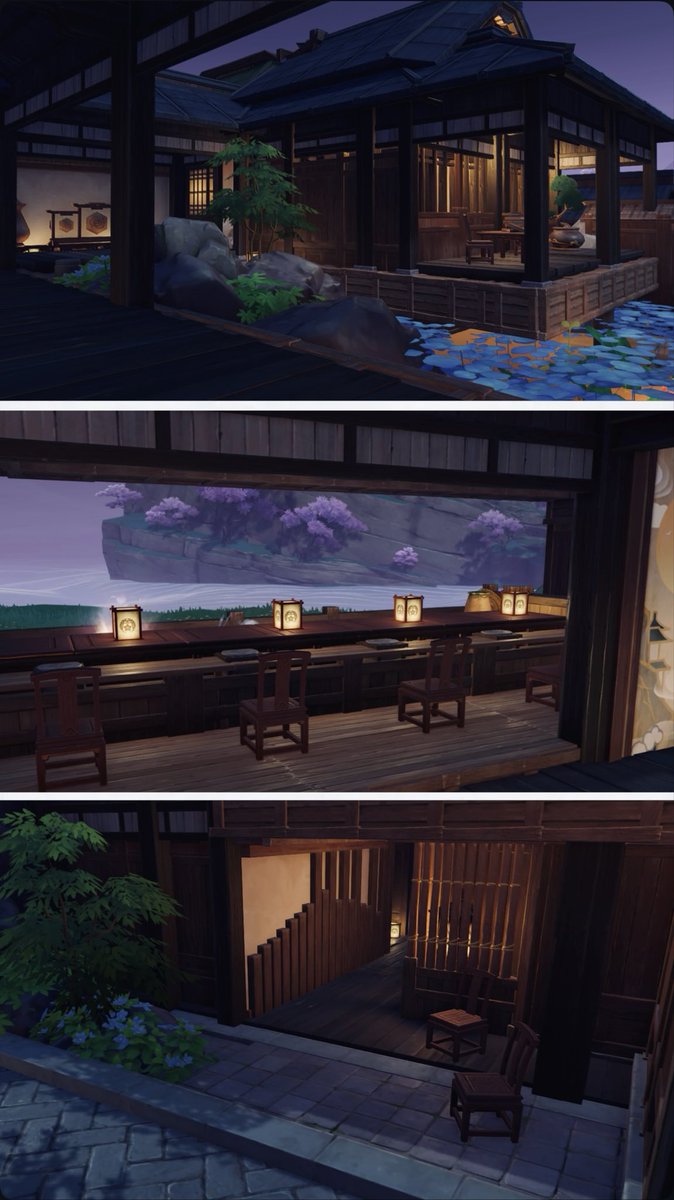 Sai_illust's tweet photo. 塵歌壺模本配布
銘葉の宿「詩仙」

塵歌壺で温泉旅館を楽しむ秋になりました。温泉と景観が自慢の宿です。画像はタップ推奨です。
櫻咲島：1100373699479
微睡島：1104668666775
長閑台：1108963634071

3エリア分の負荷を使ってます。自作発言等はお控えください。
#塵歌壺 #原神 #sereniteapot https://t.co/1TCZYBuKAj