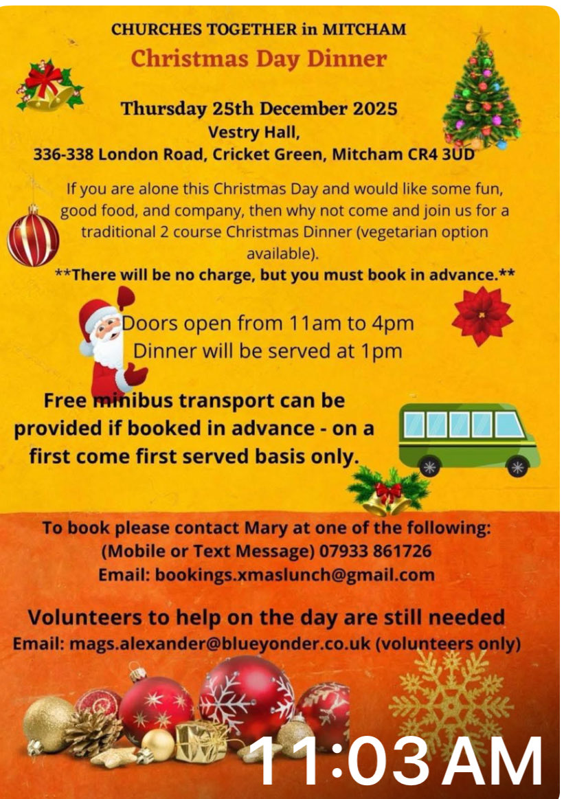 We can only provide transport for people who live in Mitcham and Morden.