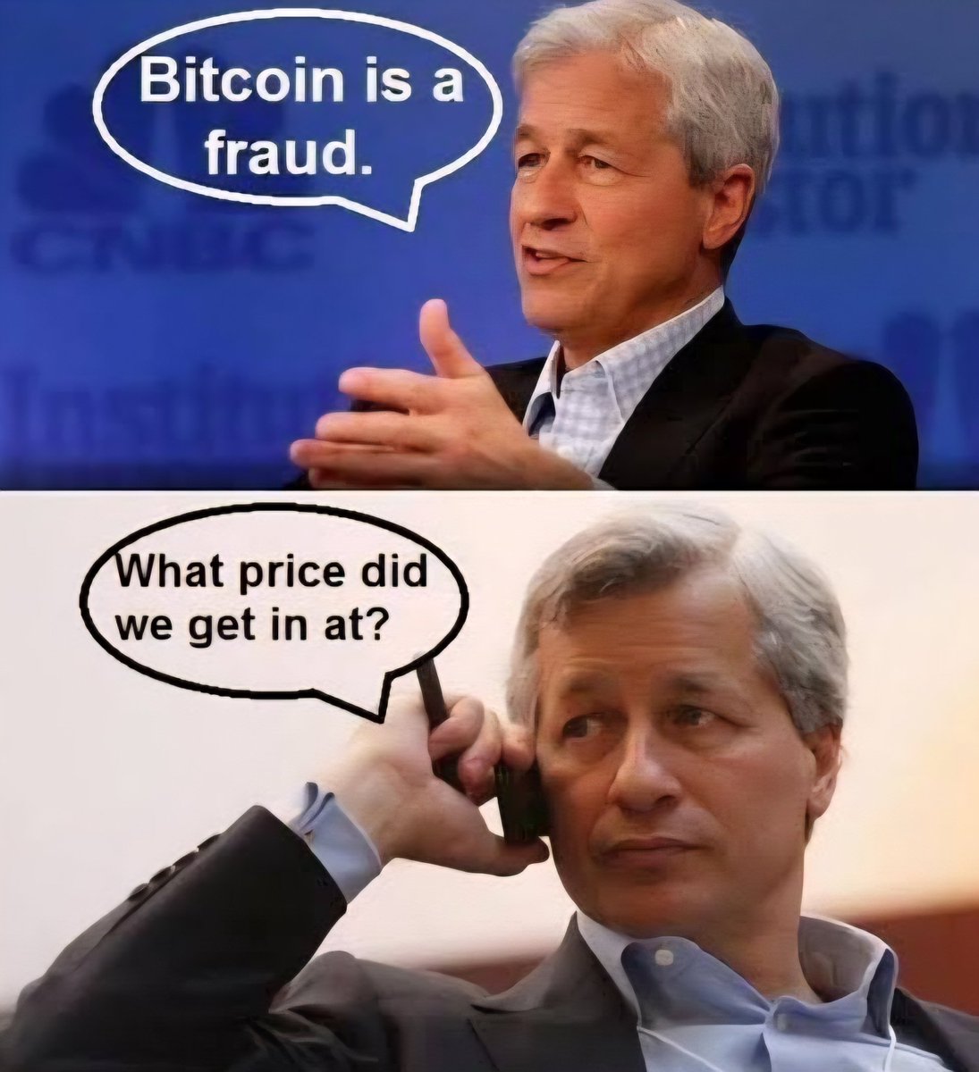 DayWalkercrypt's tweet image. Jamie Dimon: 🗣️ #Bitcoin is a "fraud," only for "drug dealers."

​JPMorgan Chase: 🤝 Now accepting BTC &amp;amp; ETH as collateral for institutional loans.

​Institutional demand speaks louder than any CEO's opinion.

The checkmate on crypto skepticism is official. ♟️