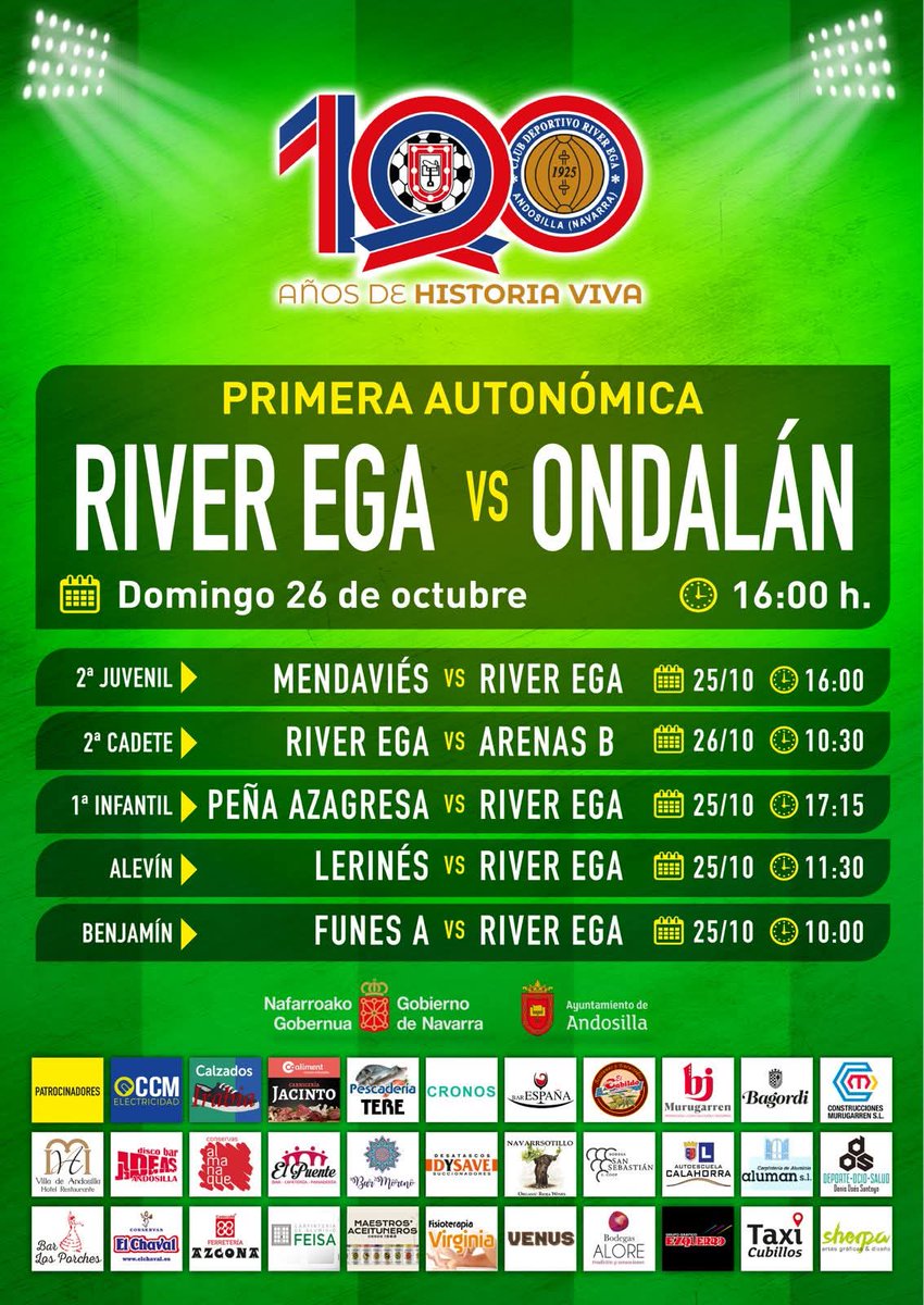 📢 El 1º equipo juega en casa. 
✅ Apoya a tu equipo.
📆 Domingo - 26/10
🆚 CD.Ondalán.
⌚️ 16.00 h.
🏟️ Andola.
⚽ Árbitro: Alberto Sada Gil.
💯 Desde 1925.
Os esperamos!!!