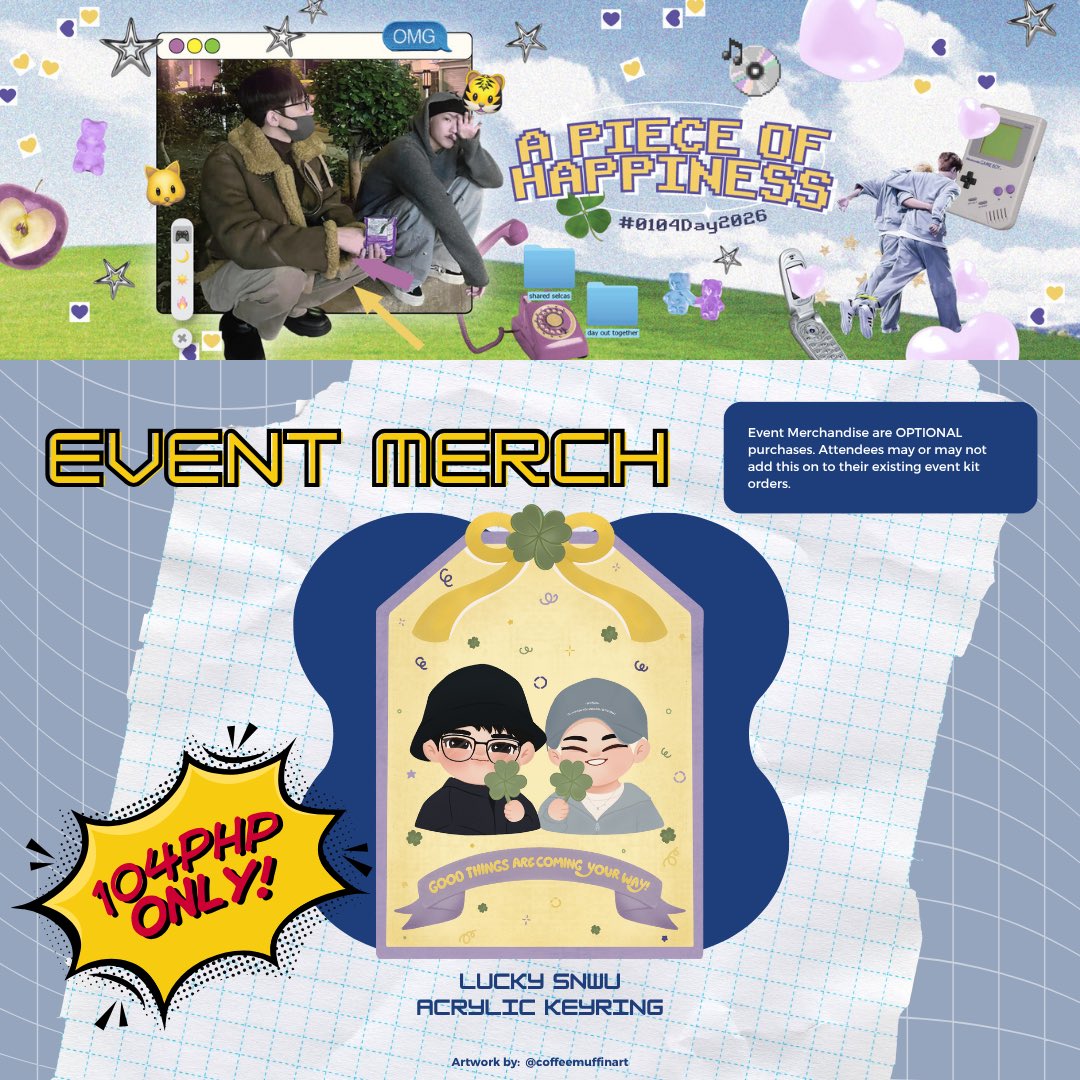 ˚₊‧꒰ა 💿 ໒꒱‧₊˚ [PRE-ORDER |📍METRO CEBU]

Soonwoo Day 2026 💜💛
“A Piece of Happiness” #0104Day2026

📆 Jan 10, 2026
📍 Kakka Dairy Bar 
💰 ₱200 Event Kit
🔗 tinyurl.com/0104orderform

Join the celebration ₊˚ʚ♡ɞ˚₊

#WONWOO #HOSHI #SOONWOO #원우 #호시 #원홋 #0104PH7