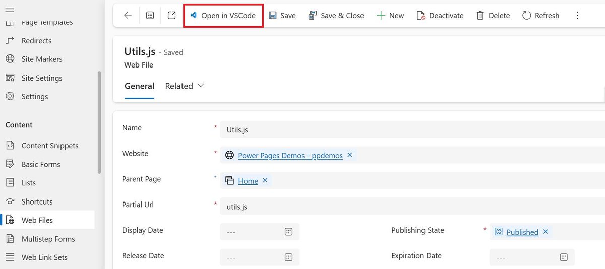michelcarlo's tweet image. ๐จโ๐ปNice small addition to Power Pages Management app/Portal Management app: Open WebTemplates and WebFiles in Visual Studio Web for editing
#PowerPages #PowerPlatform
