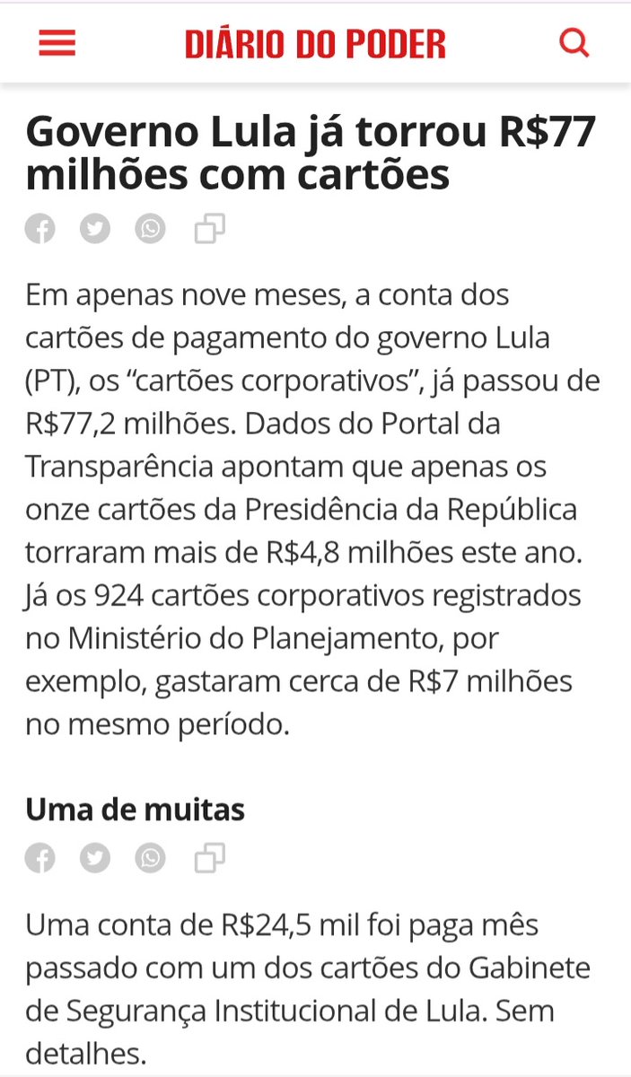 Um ótimo fim de semana pra você que na época do governo Bolsonaro fazia um escândalo com os gastos no cartão corporativo e hoje no governo do amor se mantém em silêncio, achando tudo lindo, maravilhoso... 🤡
Trouxa!