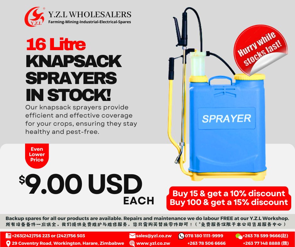 YWholesalers's tweet photo. 16 LITRE KNAPSACK SPRAYERS IN STOCK AT $9 EACH AT Y.Z.L WHOLESALERS

GET MASSIVE DISCOUNTS WHEN YOU BUY IN BULK

#knapsacksprayers #knapsack #irrigation #farming #gardening #insecticides #pesticides #knapsacksprays #spraying #cropspraying #gardening

GET IN TOUCH WITH US TODAY!! https://t.co/WHnykJcBDa