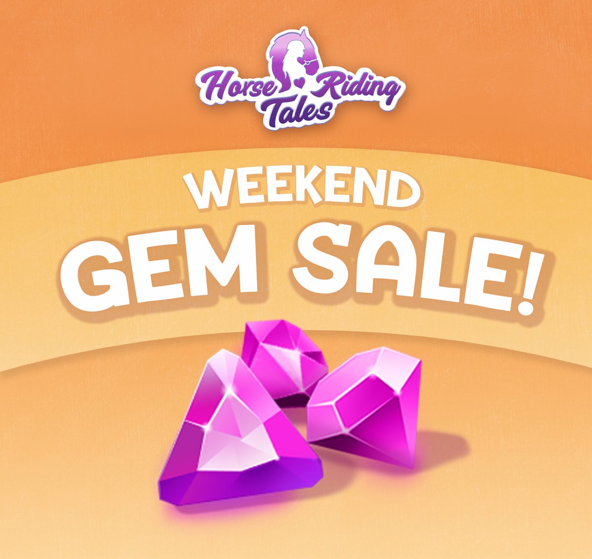 Hey Foxiefam! 💎💎 This weekend, we're having a DOUBLE GEMS sale in Horse Riding Tales - buy any gem pack and get double the amount!! But get in quick, this offer is limited time only 😉✨