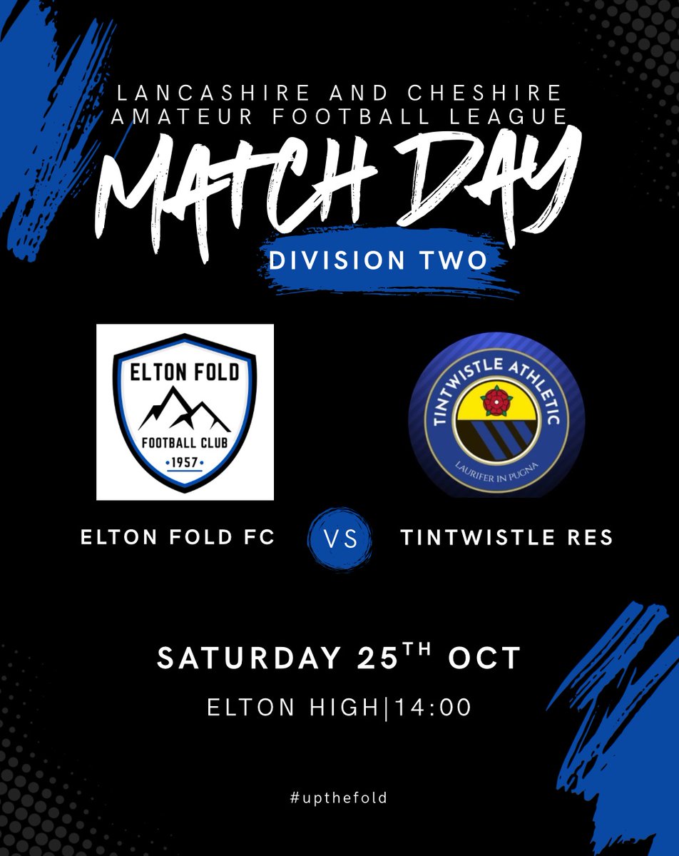 It’s game day for the fold as we host <a href="/TAFC_Seconds/">Tintwistle Athletic Second Team</a> at Elton, as we look to make it 4 wins on the bounce.

📍Elton High, BL8 1RN
⏰2pm KO