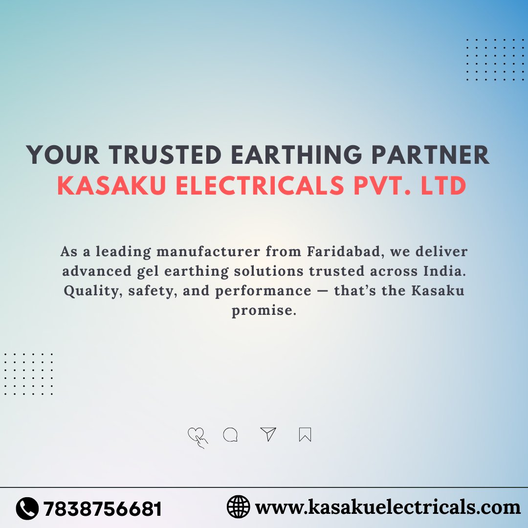 KasakuPvt's tweet image. What Makes Copper Gel Earthing the Smart Choice?
Experience unmatched conductivity, corrosion resistance, and long-lasting performance! 
Call us:- 7838756681

#KasakuElectricals #GelEarthingElectrode #EarthingSolutions #ElectricalSafety #QualityProducts #ReliableService