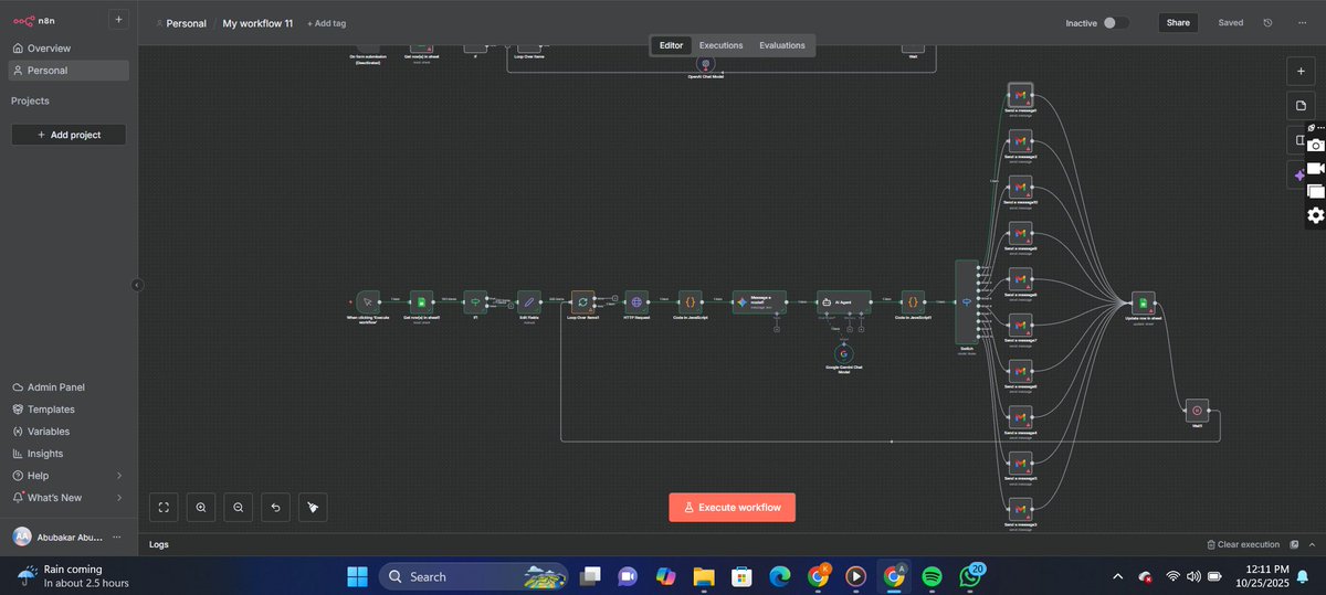 cryptbent's tweet image. The weekend is for rebuilding and modifying workflow.
No code, but low-key, I am writing code in JavaScript here, and I'm loving it 😆. 
What are you working on this weekend, Automation Builders?
Remember One Workflow at a time! 🙂
#n8n #automationbuilder #Workflow