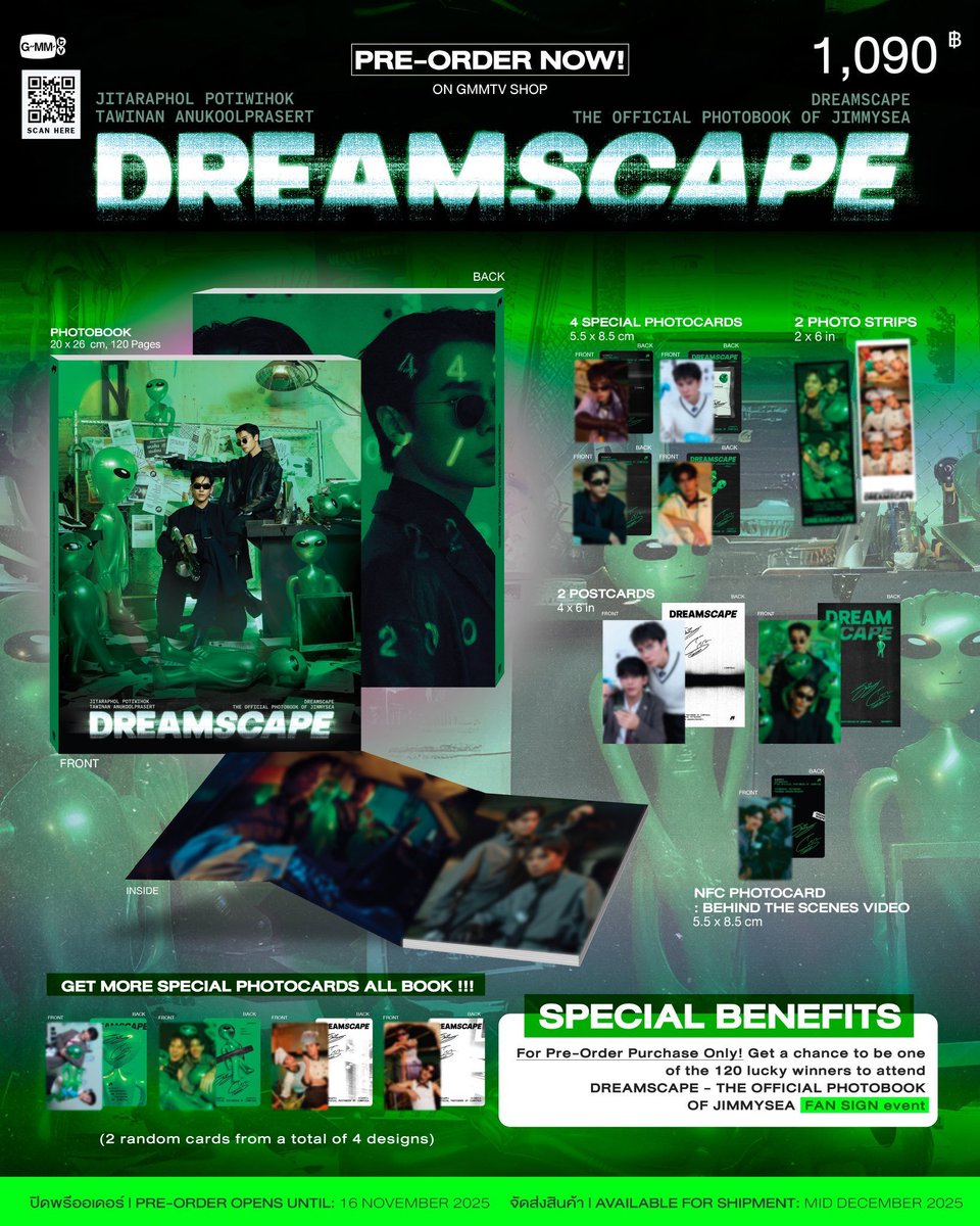 9090letsgo's tweet image. เปิดพรีออเดอร์ Photobook JIMMYSEA
#DREAMSCAPExJimmySea

✅ ส่งตรงจากเว็บถึงบ้านลูกค้า
❌ ไม่ได้สิทธิ์ลุ้นไซน์

🏷️ เล่มละ 650 บาท (รับจำนวนจำกัด)
ราคานี้รวมค่าจัดส่งแล้วค่ะ

🗓️ สั่งซื้อได้ตั้งแต่วันนี้จนถึง 14 พ.ย. 68
สั่งได้ที่ ➡️ forms.gle/WocWwcQUC5A9CQ…

#JimmySea #จิมมี่ซี