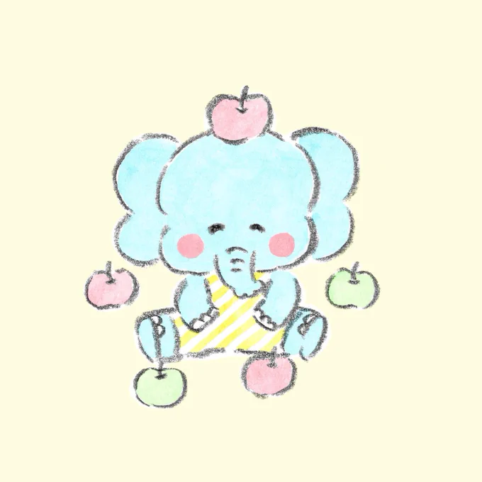 「りんごのおいしい季節だね」 ●こちらのイラストは『おやつ と どうぶつ 』(cozyca products)に使用されています◎