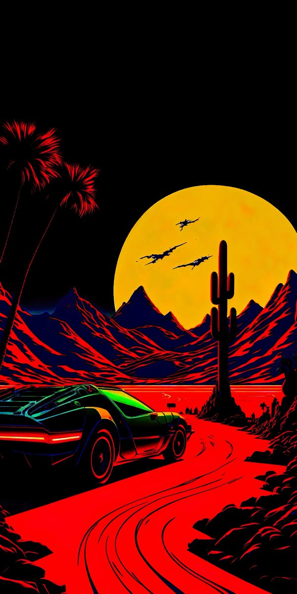 Leonard18_X's tweet image. Neon desert dash 🌵🌕 #NeonDrive #MoonVibes #CyberAesthetic